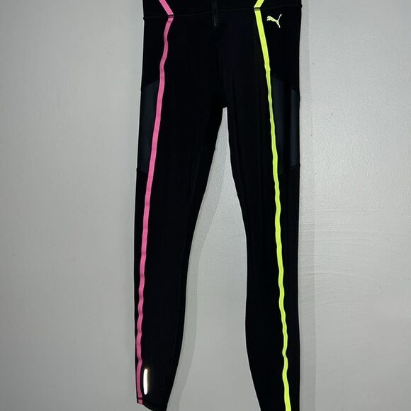 Puma Train Bonded High Waist Zip Womens Training Tights Black Gym Workout Ladies - Picture 2 of 8